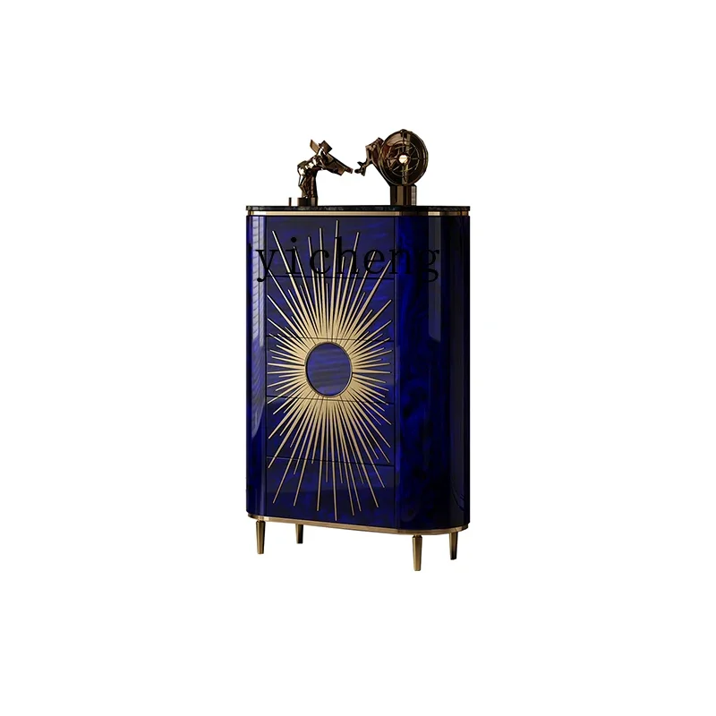 

ZF1 Chest of Drawers Solid Wood Chest of Drawer Decorative Five-Bucket Storage Cabinet Piano Paint Stainless Steel