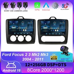 Android 16 Carplay Auto WiFi+4G For Ford Focus 2 3 Mk2 Mk3 2004-2011 MT/ATCar Radio Multimedia GPS Navigation 2 din Stereo Audio