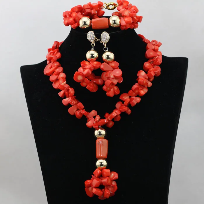 Delicate African Coral Beads Jewelry Set Nigerian Wedding Necklace Green Coral Beads Bridal Jewelry Sets  ABF994