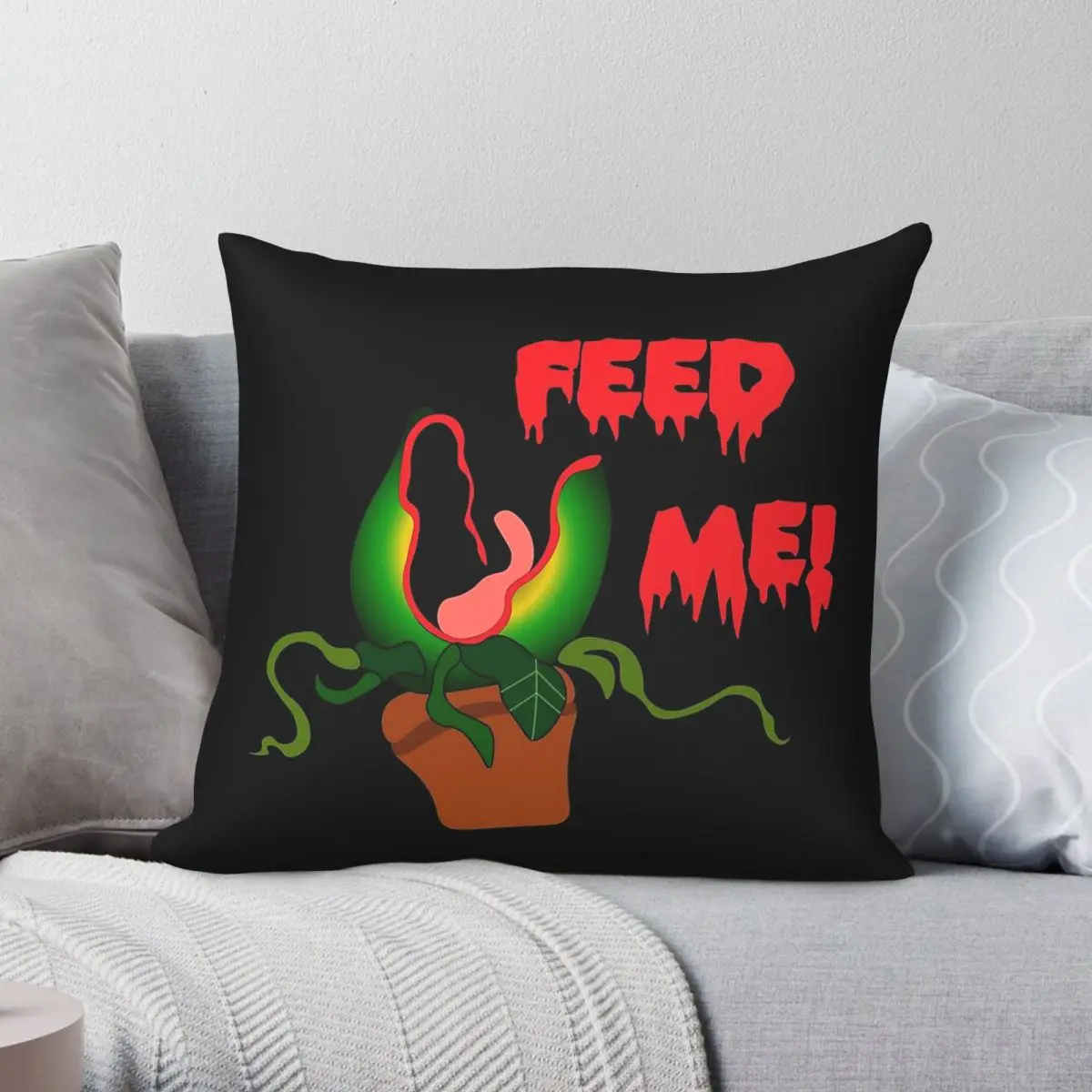 Little Shop Of Horrors Feed Me Seymour Pillowcase Polyester Linen Velvet Pattern Decor Throw Pillow Sofa Seater Cushion Cover