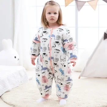 Newborn baby zipper cute animal muslin sleefeet sleeping bag with feet for kids winter spring split leg sleeping bag Saco De Dormir