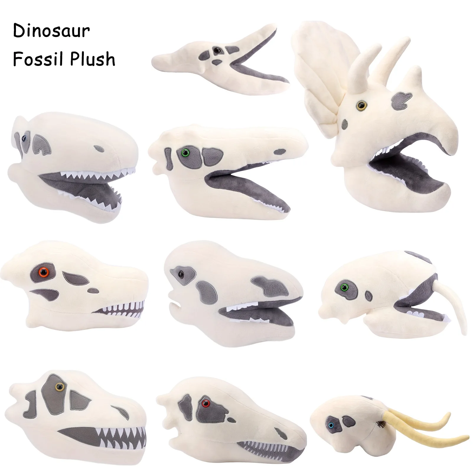 

Creative Fuzzy Triceratops Skull Plush Toy - Dinosaur Fossil Stuffed Animal Doll Unique Gift