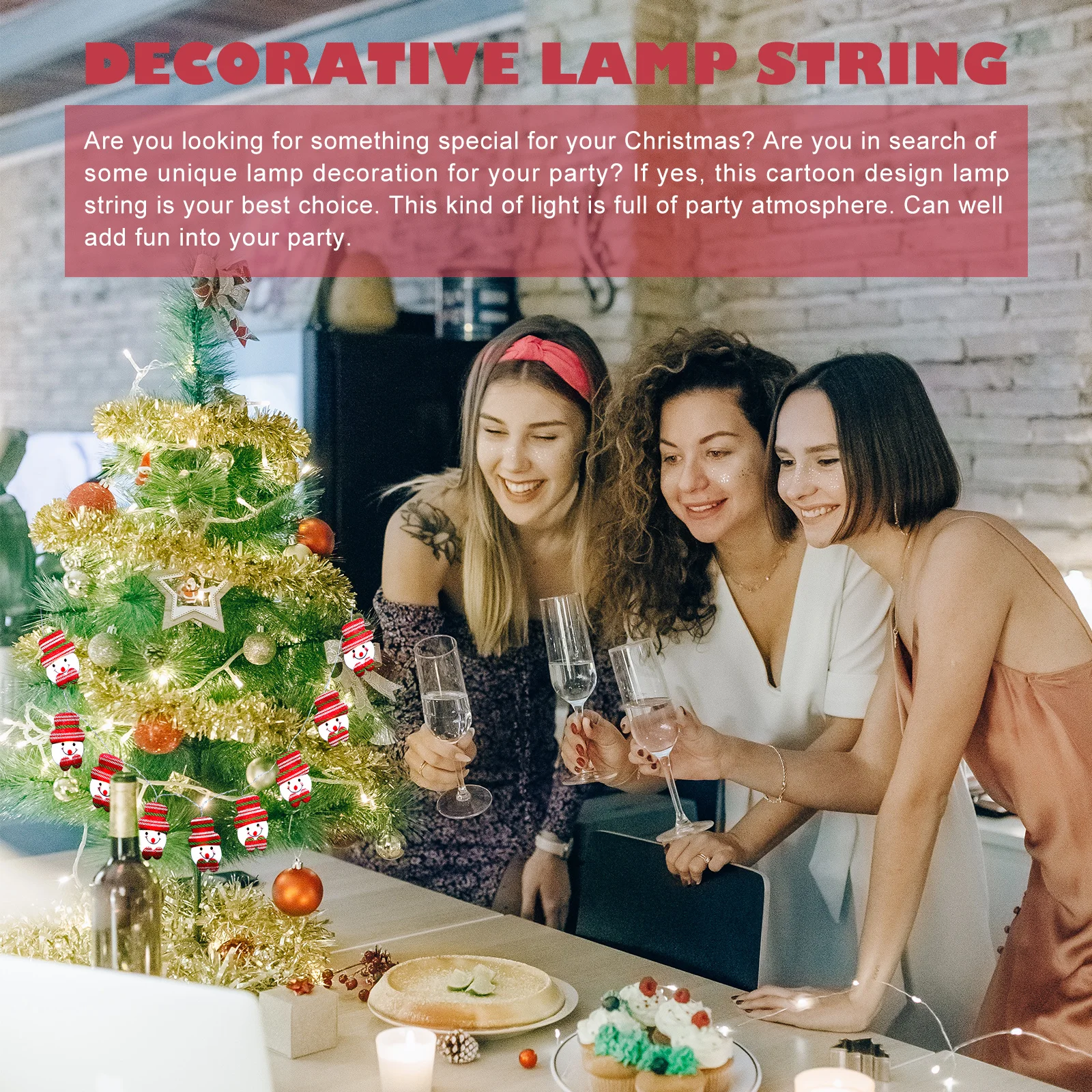 

1Pcs LED Light String Cartoon Design Christmas Tree Decorative Lamp String Xmas Party Festival Light Decor Xmas Decor