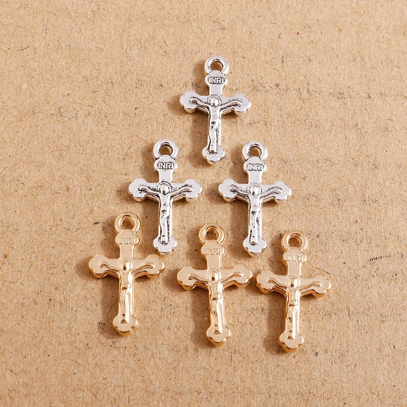 30pcs/Lot 20*12mm  Alloy Cross Charms Religious Crucifix Pendants for Jewelry Making Accessories DIY Handmade Earrings Necklace