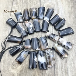 18INCHS Sector Shape Natural Stone Black Sakura Quartz Cherry Agates Slice Beads For DIY Necklace Jewelry Making MY230428