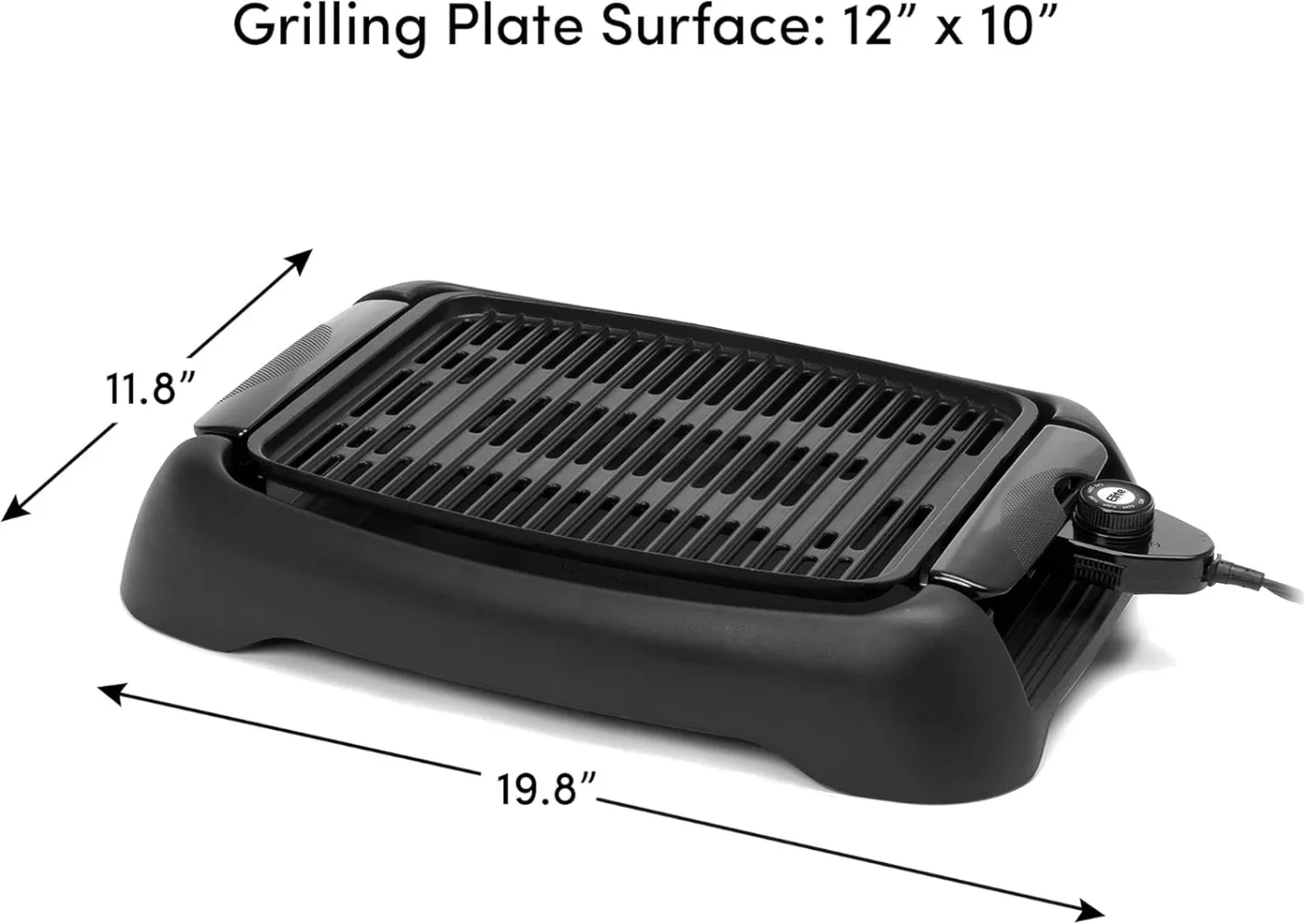 Parrilla eléctrica interior sin humo, apta para lavavajillas, antiadherente, temperatura ajustable, calentamiento rápido, alimentos bajos en grasa, fácil de limpiar