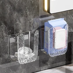 Plastic Wall Mounted Tissue Box Self-adhesive Punch Free Paper Towel Holder Upside Down Space-saving Napkin Container Bathroom