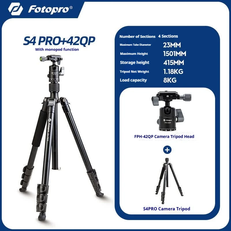 Ftopro S4PRO Schnellverschluss-Kamerastativ: Tragbares Fotografie- und Outdoor-Aufnahme-Monopod, Aluminiumlegierungsrahmen