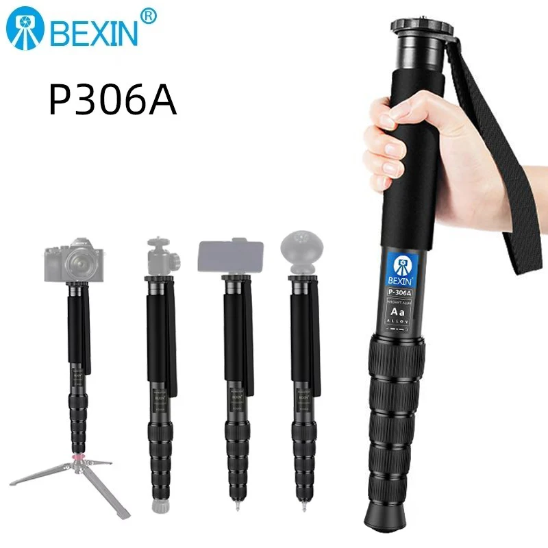 BEXIN P306A Professional Monopod Camera Stand Aluminum Walking Stick Lightweight Monopod Travel Shooting for DSLR Camera Video