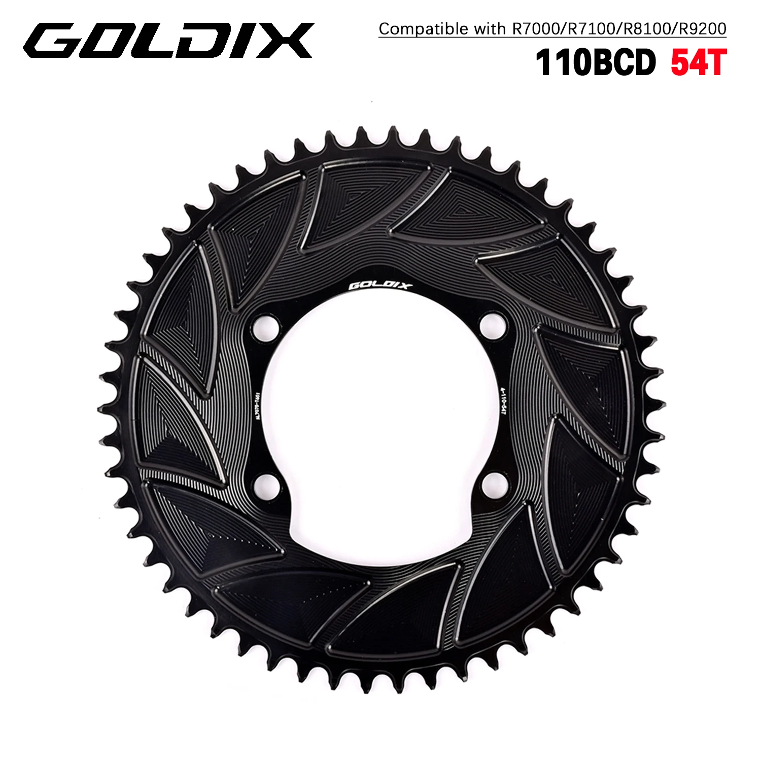 GOLDIX 3mm Offset 110BCD Fahrradkettenblatt AERO Disc X110BCD 4-Loch Kettenrad für SHIMANO R7000 R7100 R8100 R9200 110BCD Kurbel