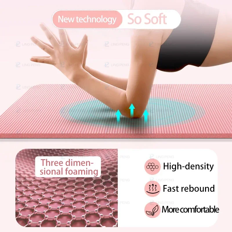 185*80CM 10MM Thick NBR Non-slip Yoga Mat High-density Sports Fitness Mat Home Sports Pilates and Gymnastics Exercise Gymnastics