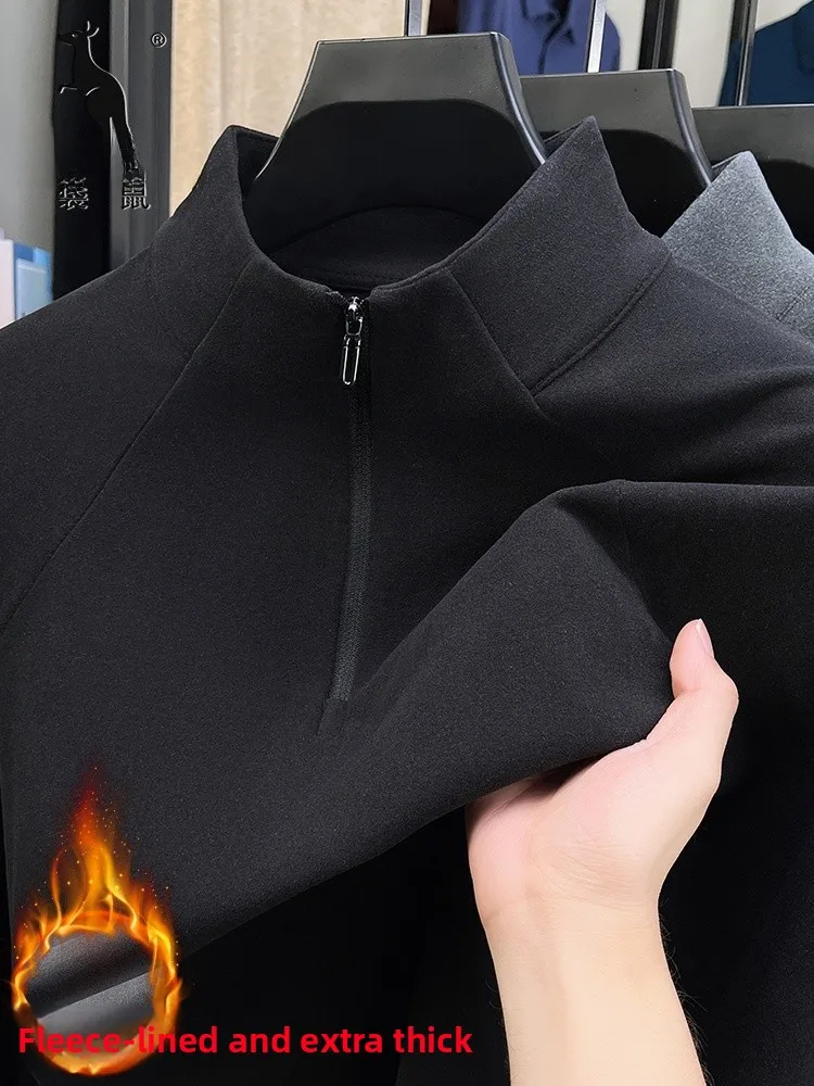 

Мужская толстовка Kangaroo с капюшоном, зимняя, на флисовой подкладке, теплая, с воротником-стойкой, на молнии, двусторонний велюр, длинный рукав, базовая модная повседневная одежда