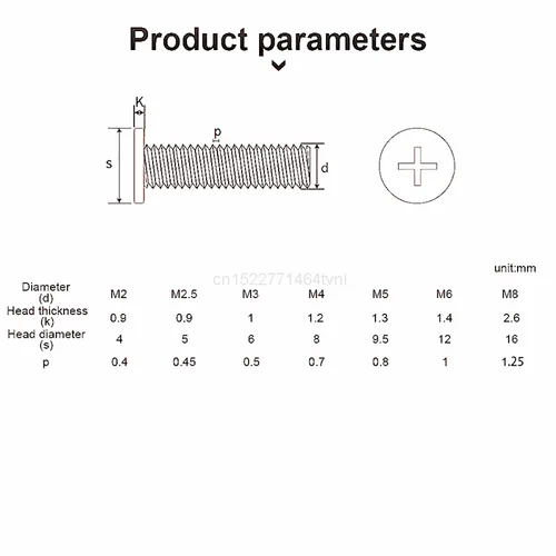 Imagen 2 del producto 5-100 Uds M1.4 M1.6M2 M2.5 M3 M4 M5 M6 M8 CM tornillo para ordenador portátil tornillo de máquina de cabeza delgada de acero inoxidable tornillo de cabeza de oblea Phillips cruzada