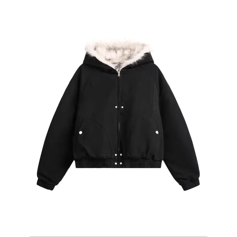 2024 Winter recreation Retro Deconstruction Cut Design Fleece Coat Men and Women's Loose Casual Seat Mountain Carving Jacket Y2k