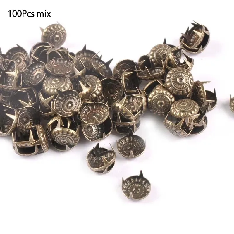 Bronze Four Brads Studs Spikes For Clothes Embellishment Scrapbook Home Decor Fastener DIY Metal Crafts Accessories 100Pcs c1917