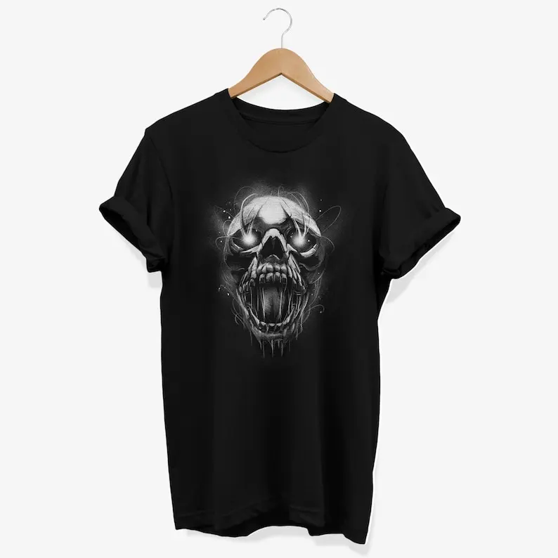 

Camiseta de calavera espeluznante y chillona: camiseta gráfica de terror gótico