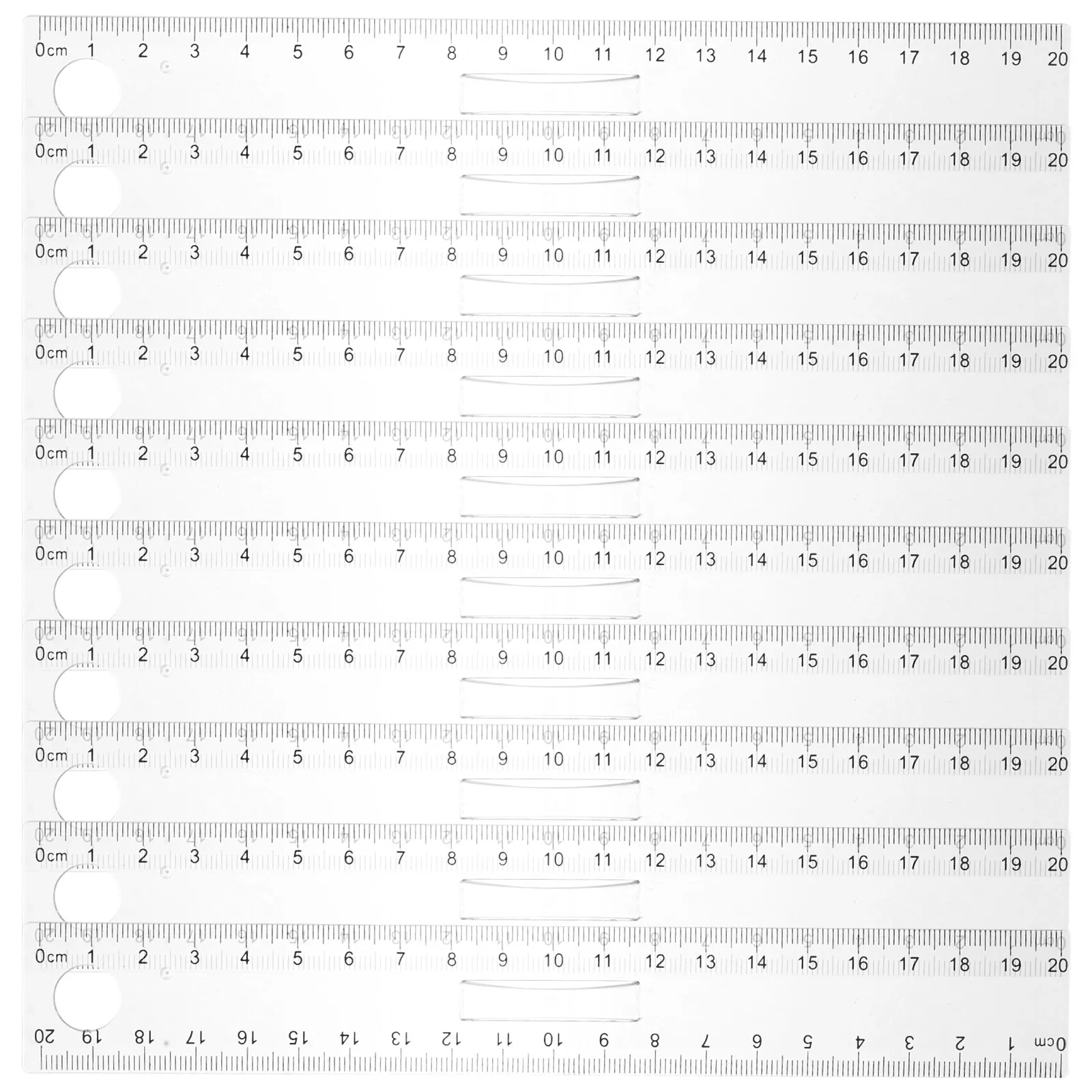 

20pcs Magnifying Circle Transparent Plastic Ruler Measuring Tool Office Supply Geometry Drawing Precise Straight Scale Ruler For