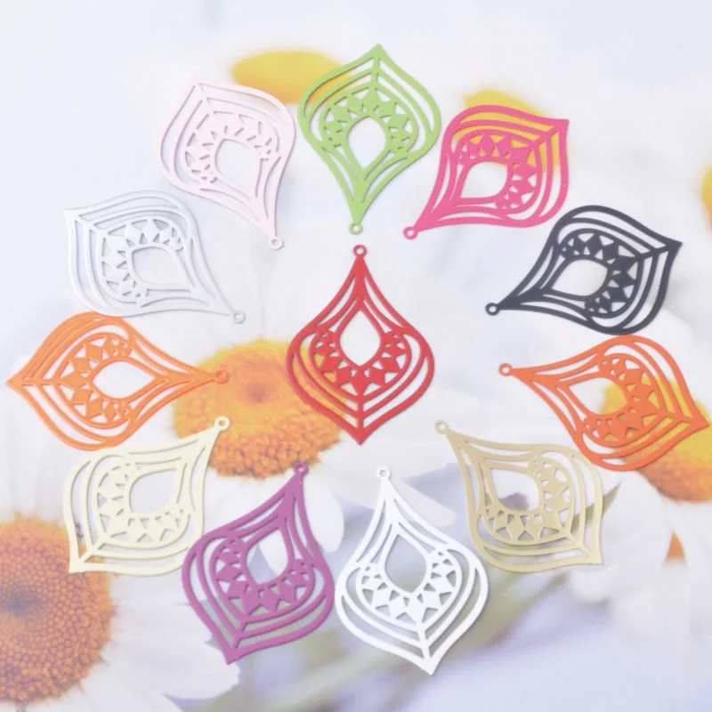 LIPPO 30 pièces AB8811 laiton doré filigrane breloques Fluorescent Orange pendentif métal bijoux boucles d'oreilles résultats