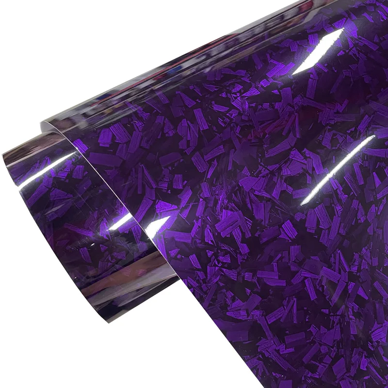 

Premium PET Gloss Purple Forged Carbon Fiber Vinyl Wrap Film DIY Self Adhesive Decal Sticker Automotive Car Wrapping Foil