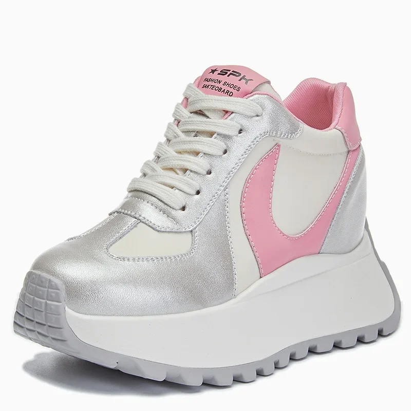 

Ботильоны из синтетической кожи 8 см, ботильоны из натуральной кожи, мотоциклетные ботинки на плоской подошве, женские разноцветные туфли на танкетке в стиле панк