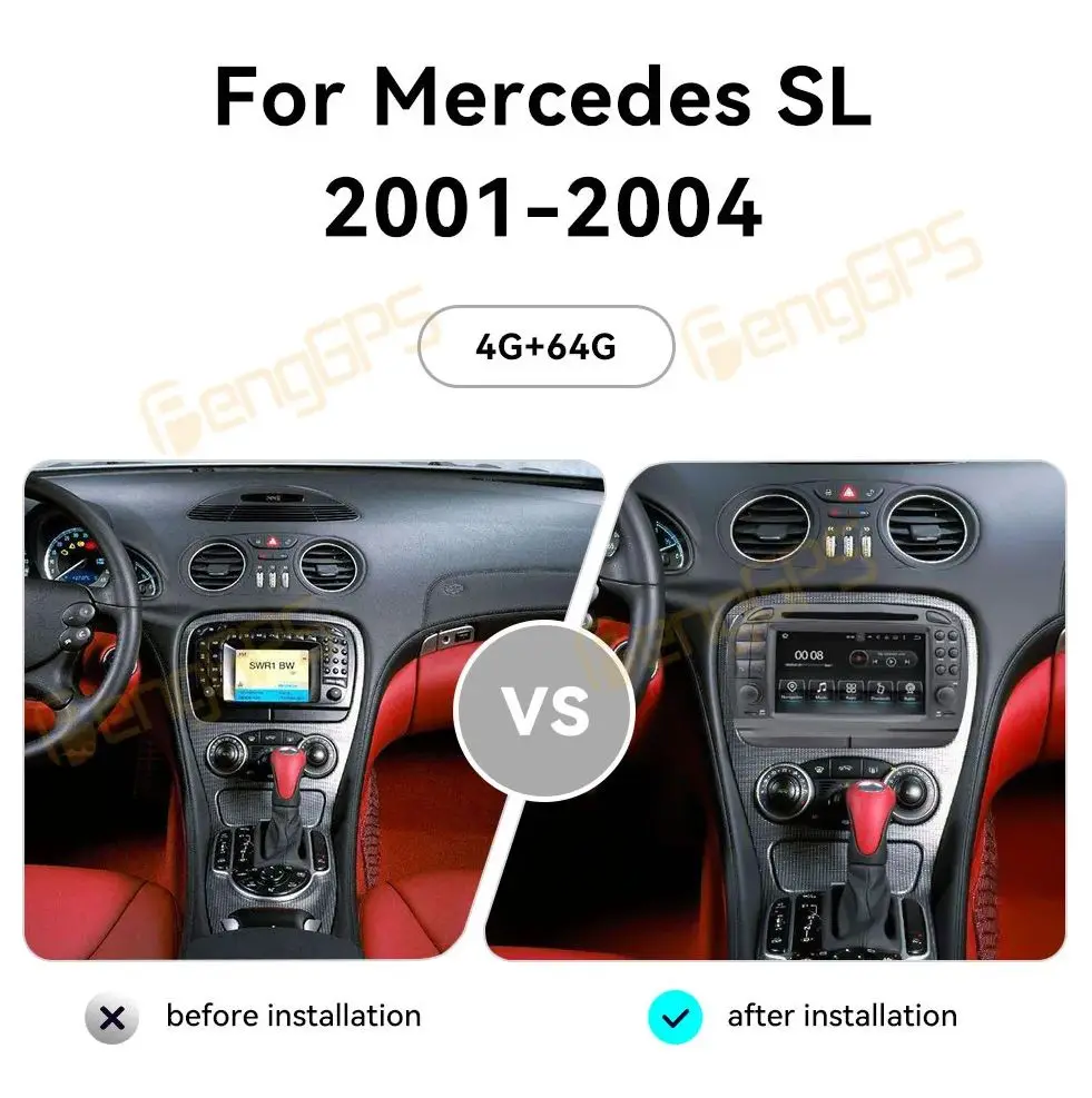 7 Inch Carplay For Mercedes SL 2001-2004 Android 14 Car Radio Car GPS Navigation Multimedia Player Radio Auto Stereo Head Unit