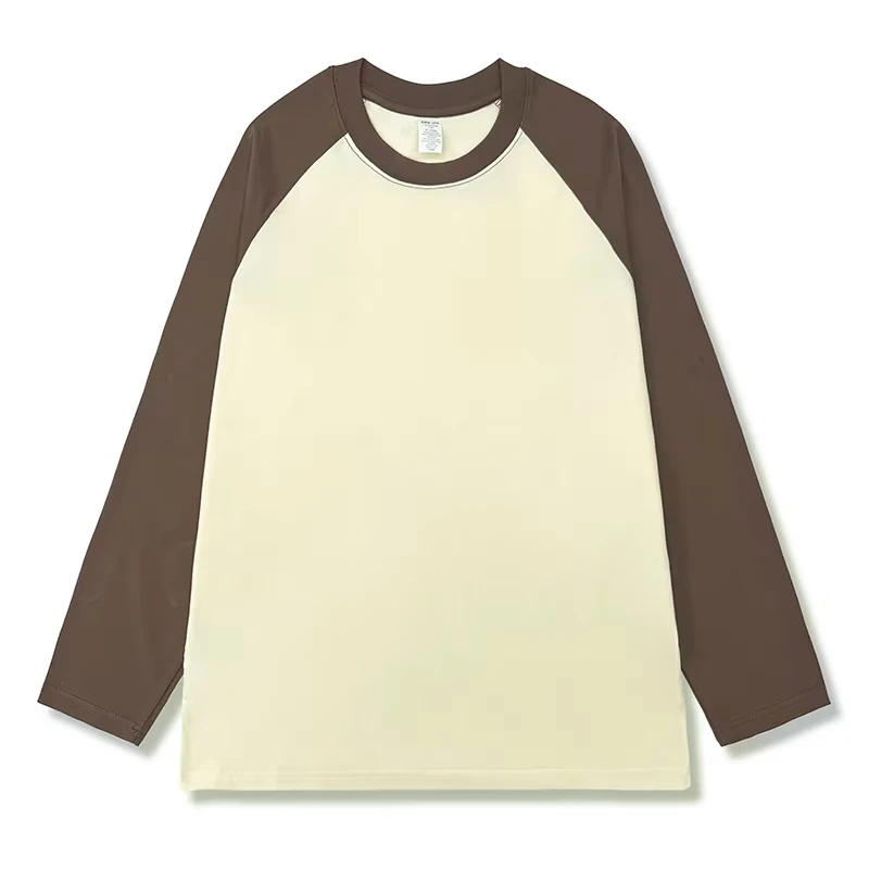 2026 Damen Locker Sitzende Langarm-T-Shirts Herbst Winter Mode O-Ausschnitt T-Shirt Patchwork Lässige Oberteile Herrenbekleidung – Detail 8