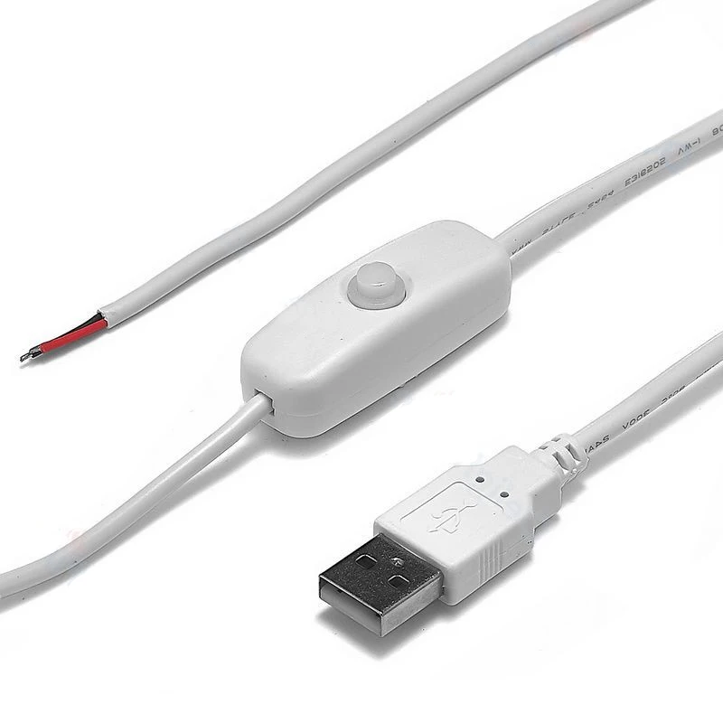 1.5m White USB 5V 501 Switch Wire LED Strip USB Connector Cable Electrical Wire 5V USB Power Extension Cable for Lamp Light DIY