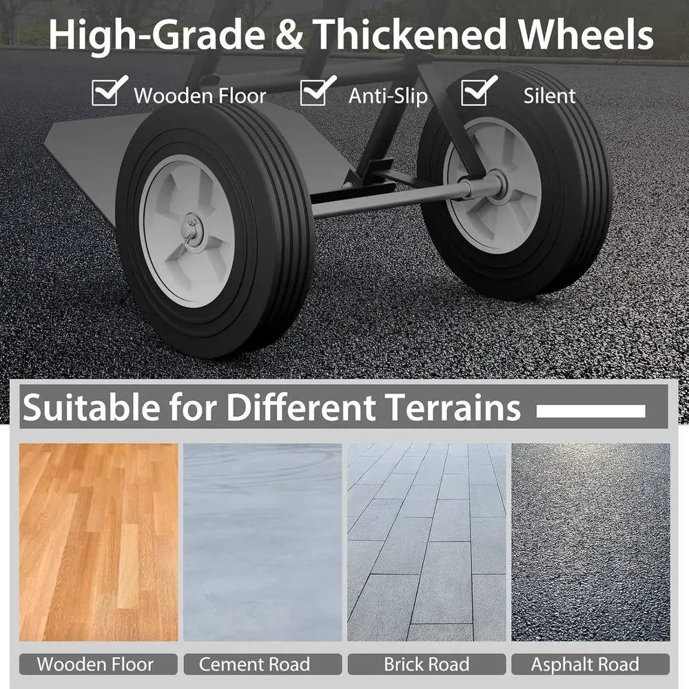 รถเข็นมือแบบ Heavy-Duty รับน้ำหนักได้ 660 ปอนด์ รุ่น Nightcore พร้อมด้ามจับแบบ P พับเก็บได้ ใช้ได้ทั้งในบ้านและคลังสินค้า ล้อสำหรับทุกสภาพพื้นผิว (สีดำ)