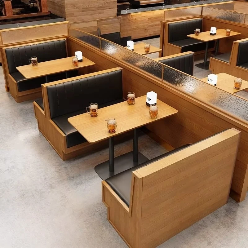 Minimally Retro bar Booth Coffee Shop Sofa Themed Restaurant Dining bar Restaurant Table and Chair Combination