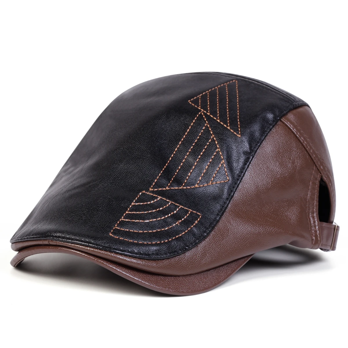Herren Retro PU-Leder Newsboy Caps Britische Malerhüte Frühling Herbst Seitlich Verstellbare Flache Mütze Hip-Hop Baskenmützen – Detail 2