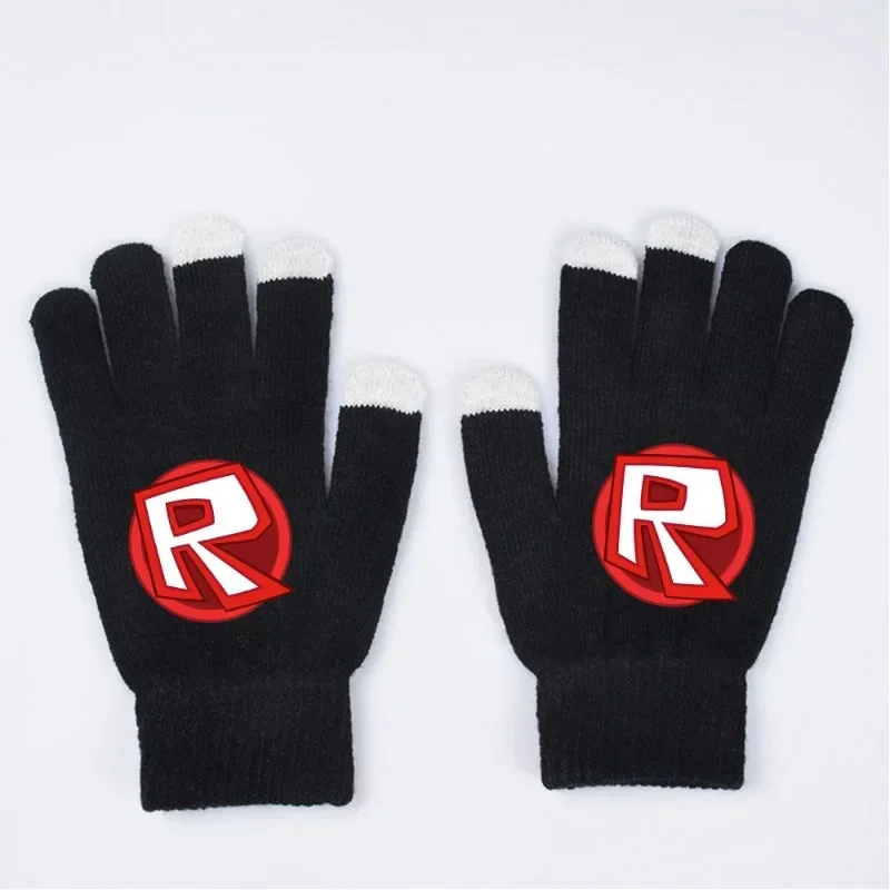 Roblox anime Game Virtual World Printed Knitted Touch Screen Gloves for Male and Female All Finger Winter Warm Gloves Gifts