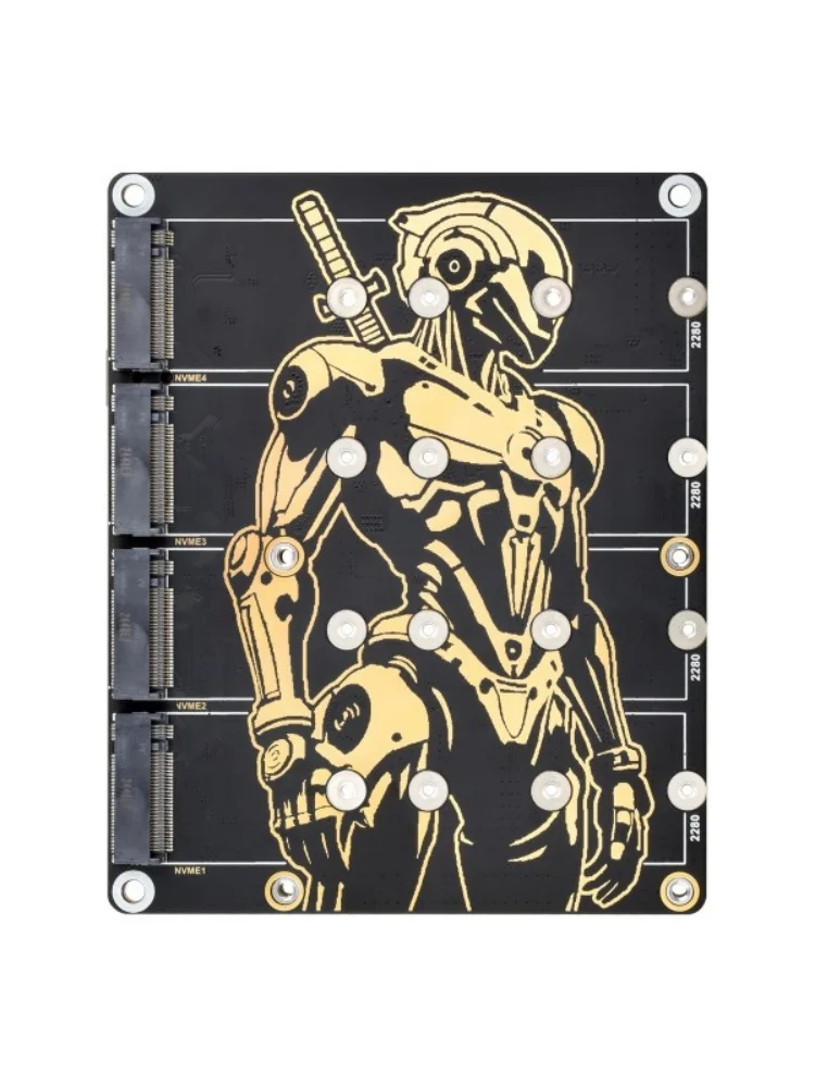Carte adaptateur PCIe vers M.2 4 canaux pour Raspberry Pi 5, prend en charge les disques SSD NVMe 4 canaux, prend en charge l'alimentation du Raspberry Pi 5