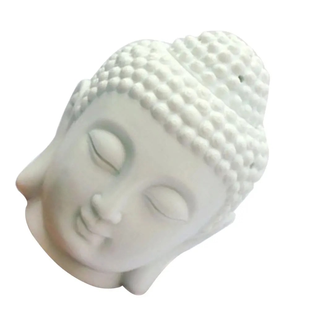 

Buddha Head Ceramic Aromatherapy Lamp 10x14cm Handmade White Essential Oil Burner for Living Room Bedroom Meditation Yoga Decor
