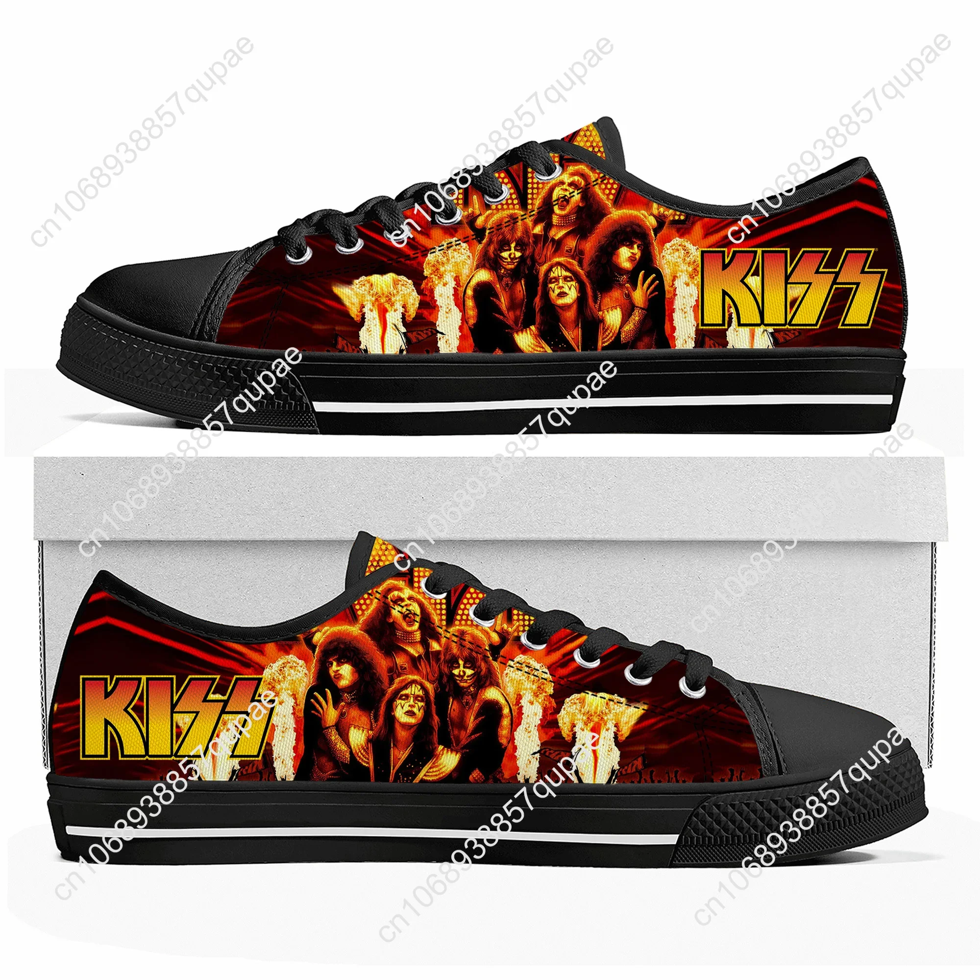 Heavy Metal Kiss Rock Band-Zapatillas de deporte de alta calidad para hombre y mujer, zapatos informales de lona, calzado personalizado para parejas