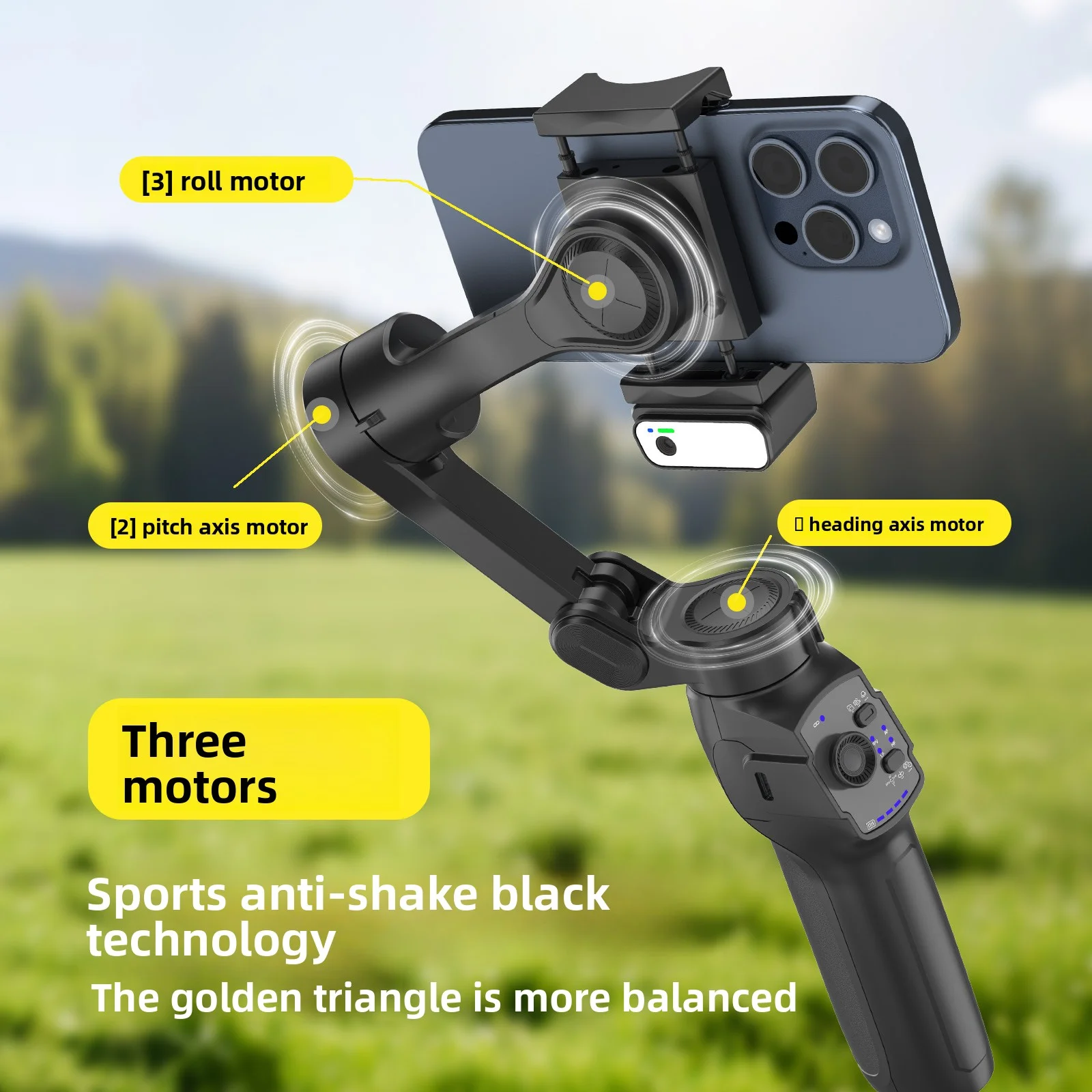 

Handheld gimbal stabilizer, suitable for smartphones, three-axis photography stabilization, facial tracking, video blogging