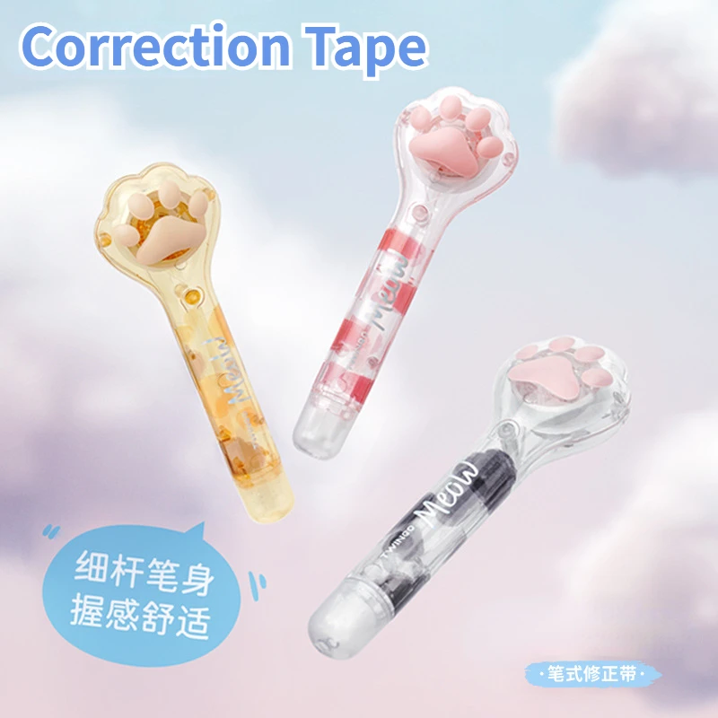 kawaii Cat Paw Correction Tape 6m Large Capacity Correction belt Portable Mute Smooth Pen shape  office School Office supplies