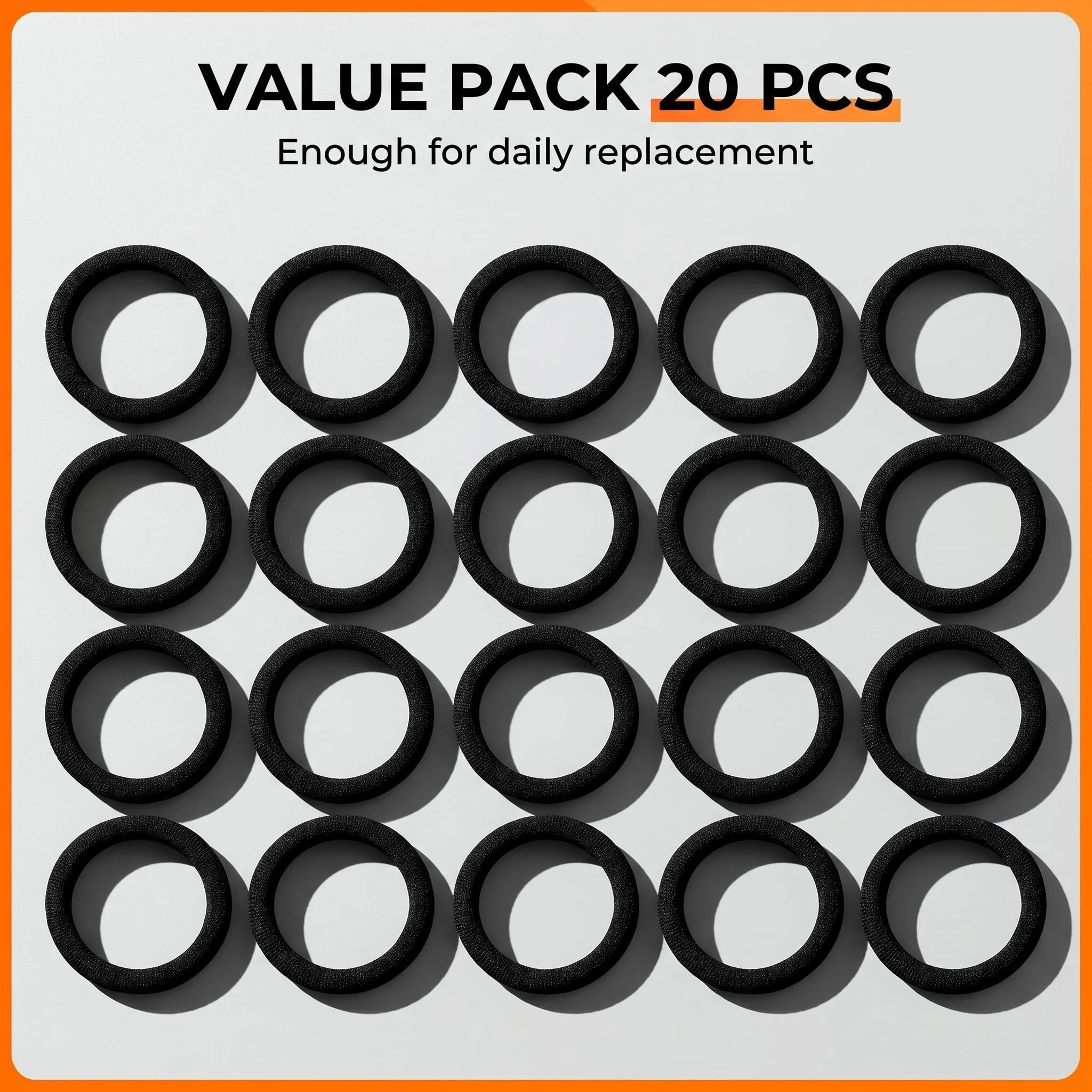 

20pcs Black Elastic Headband, High Elasticity Seamless Ponytail Fixator, Rubber Band, Suitable For Thick Hair - Perfect For Wome
