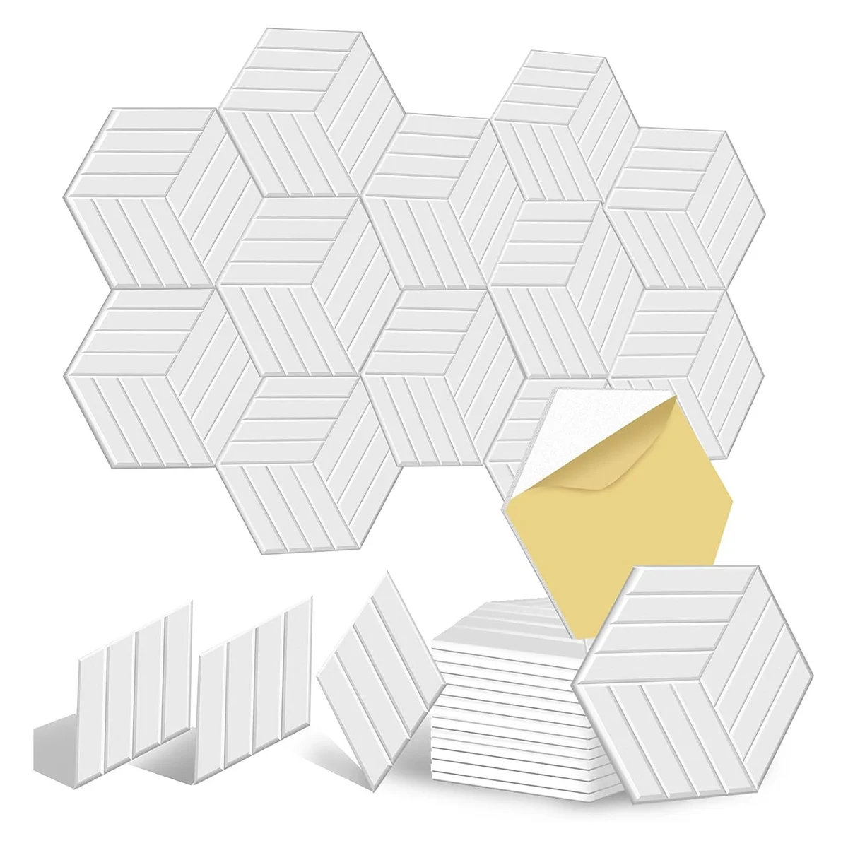 

12 Pack Self Adhesive Acoustic Panels Soundproof Wall Panels,Sound Proof Foam Panels for Noise Absorbing White