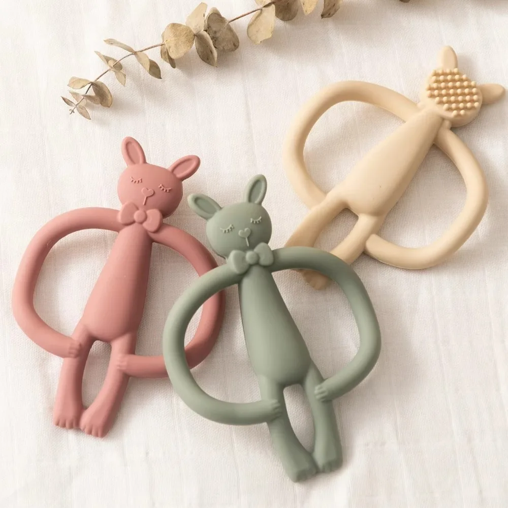 

Новый пищевой силиконовый прорезыватель без BPA, жевательная игрушка в стиле кролика, милый прорезыватель для кормления малышей