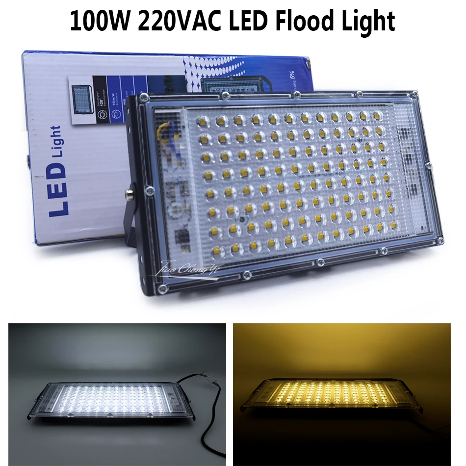 

220V 100W Led Flood Light Outdoor Waterproof Searchlight Project Spotlight Garden Lighting Street Lamp Landscape Lighting