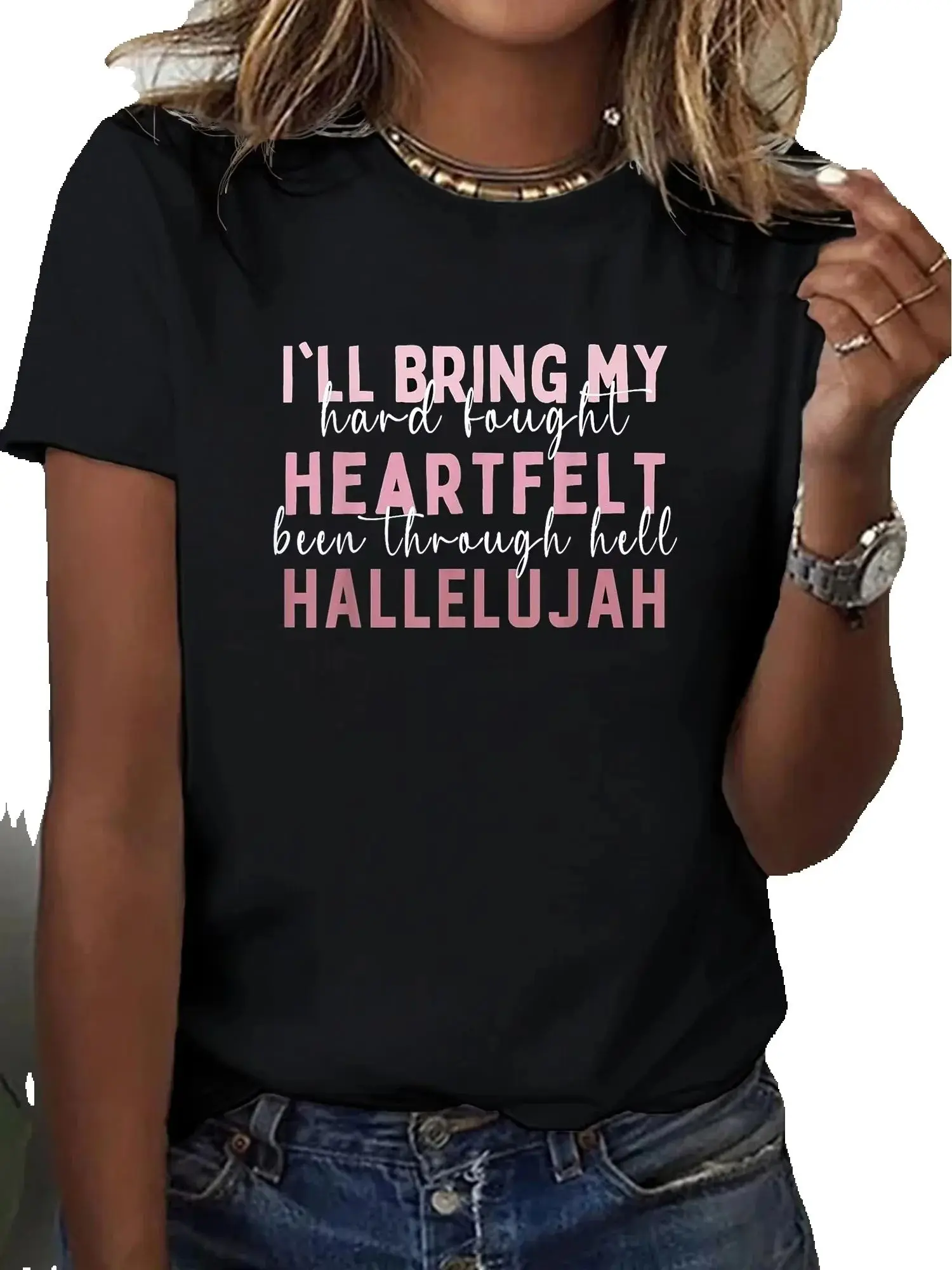 

Футболка с рисунком Иисуса — «I'll Bring My Hard Fought Heartfelt Hall moltoah» Дизайн — 100% легкая футболка с круглым вырезом и короткими рукавами