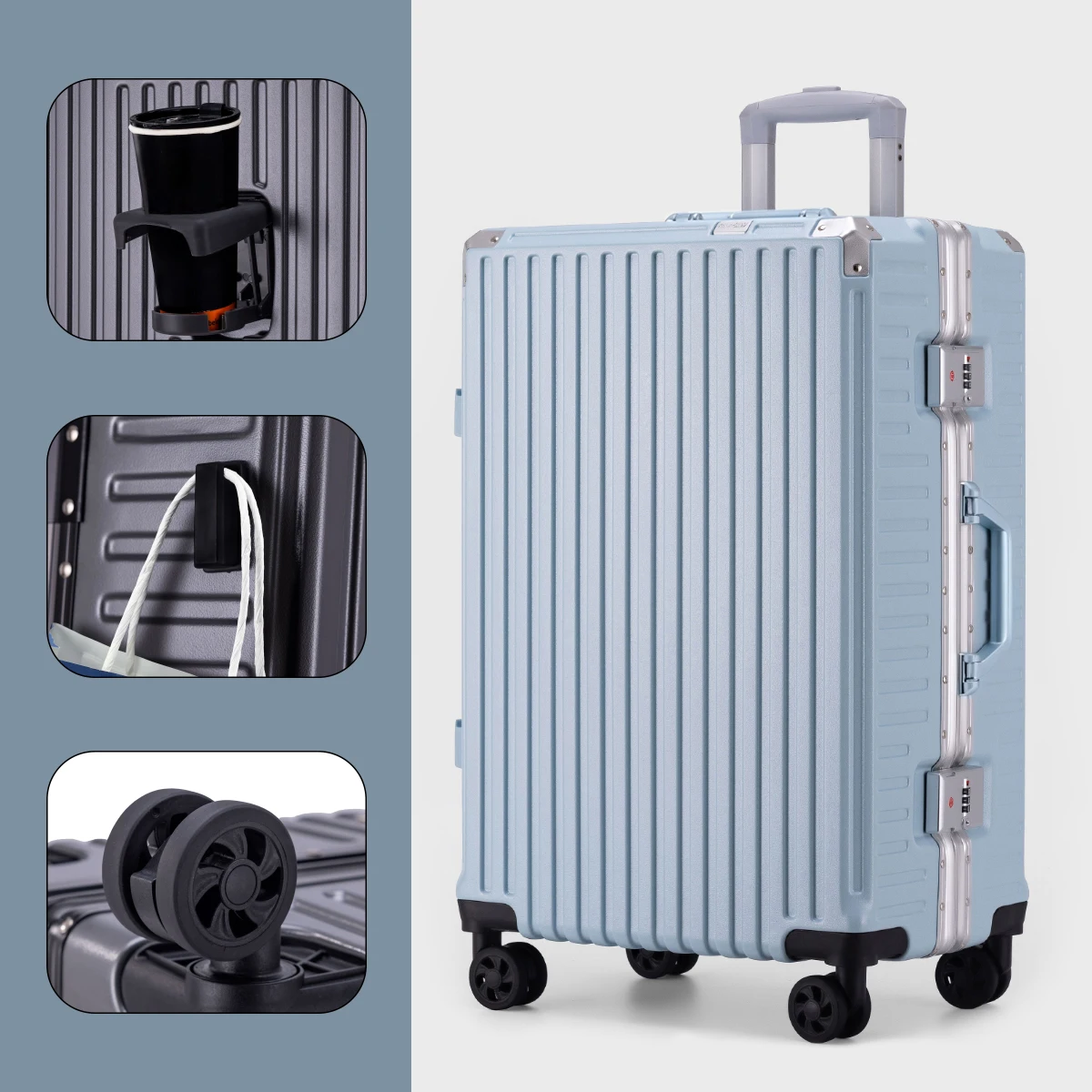 Robuster und langlebiger multifunktionaler Trolley-Koffer, neuer Koffer mit großem Fassungsvermögen, universelle Rad-Studenten-Passwortbox – Detail 14