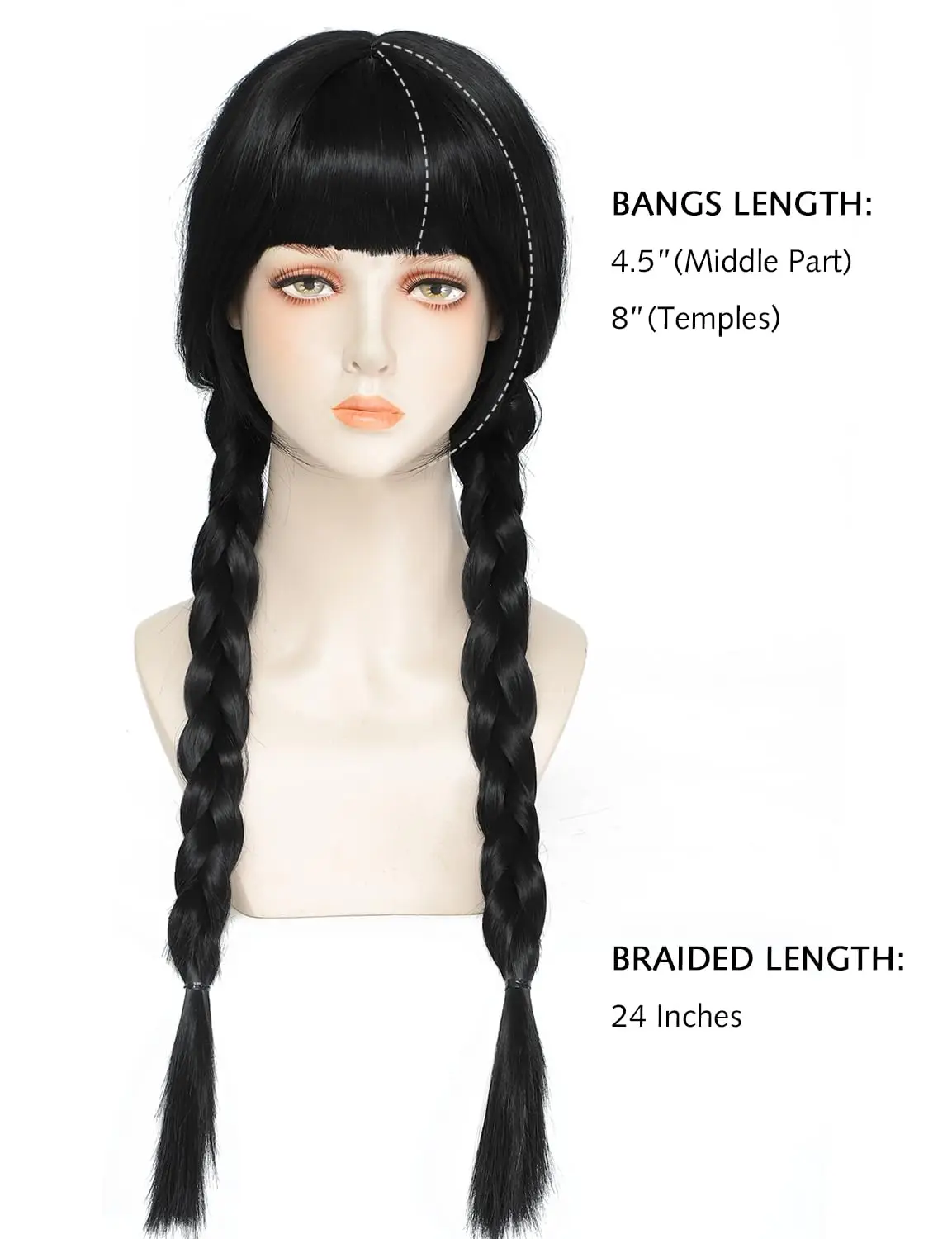 HAnime alloween الباروكات الأربعاء شعر مستعار تأثيري للفتيات اكسسوارات شعر مستعار جديلة لملابس الأميرة واللباس التبعي #3