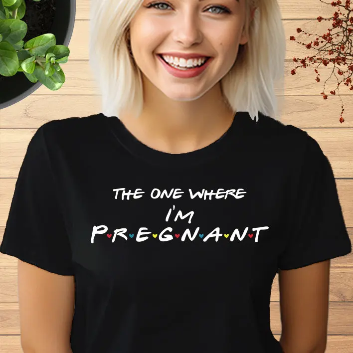 The One Where I'm Pregnant T shirt Pregnancy Announcement Cute New Mom GifT Baby Reveal 833