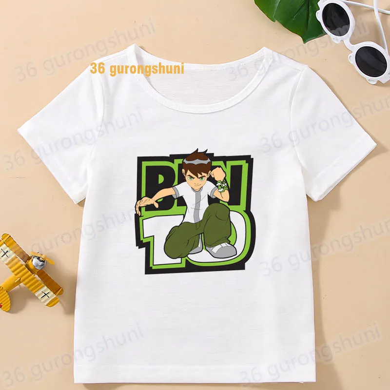 Cartoon t Shirt For Girls Tshirt children ben Girl t-shirts 10 birthday Short Sleeve Kids Clothes Boys clothing Graphic t Shirts