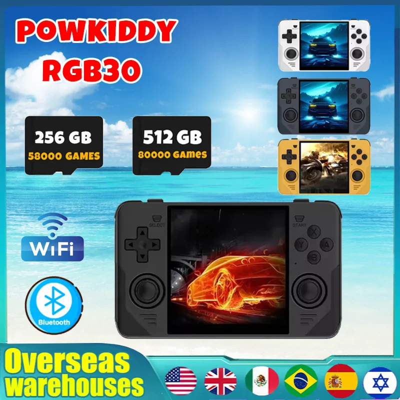 

Powkiddy Rgb30 Portable Handheld Game Console 4.0 Inch Screen Retro Pocket Linux Os Portable Video Players Psp Game Console Hd