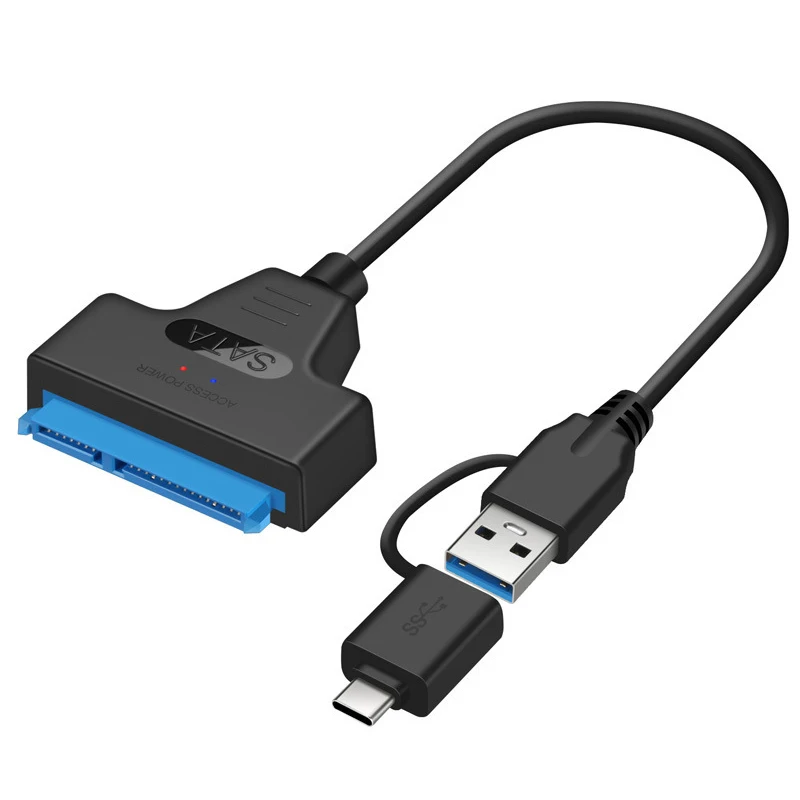 1Pcs Dual Head USB 3.0 Type-C To SATA Adapter 2.5 Inches Hard Disk Laptop Connector Notebook Computer PC Desktop SSD Driver