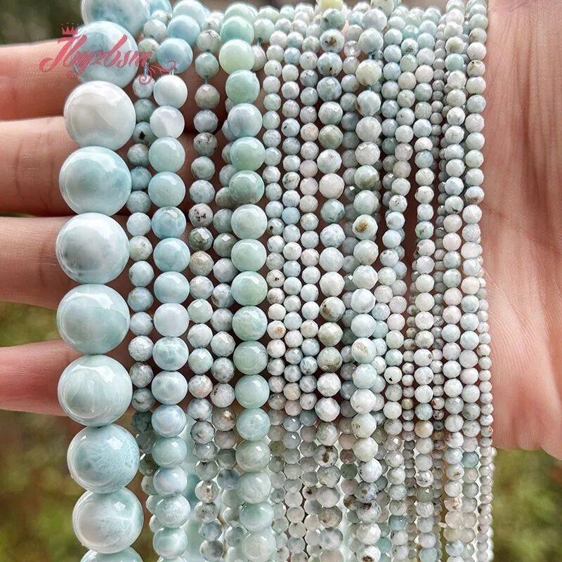 2/3/4/6/8mm Natural Larimar Stone Beads Round Spacer Loose DIY Strand 15