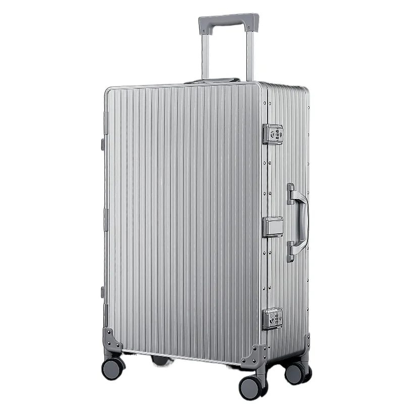 Aluminum Frame Luggage KANGSHILU 20" 24" 28" inch Mute Universal Wheel Trolley travel suitcases with wheels Carry-on suitcase