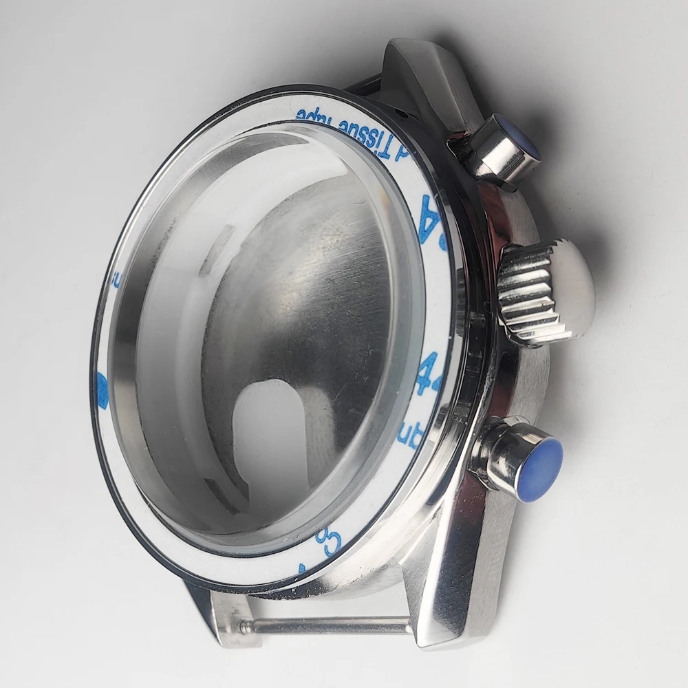 إكسسوارات ساعة رجالية 40 ملم علبة خاتم سوداء VK63 64 حركة كوارتز مع حزام عرض 20 ملم مشبك قابل للطي